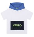 Kenzo T-shirt m. Hætte - Hvid m. Blå/Navy