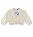 GANT Sweatshirt - C-Neck - Cropped - Rubber Grey Melange