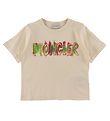 Moncler T-shirt - Beige m. Pink/Grn
