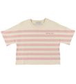 Moncler T-shirt - Cropped - Rosa/Cremestribet