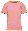 Kids Only T-shirt - Strik - KogSally - Orange Chiffon/Fuchsia Pi