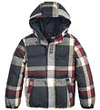 Tommy Hilfiger Dynejakke - Global Stripe Check - Rd/Hvid/Navyte