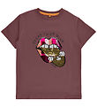 The New T-shirt - TnHiba - Rose Brown m. Mund/Pailletter