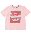 Emporio Armani T-shirt - Rosa/Rd m. Pailletter