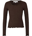 Rosemunde Bluse - Silke/Bomuld - Rib - Black Brown