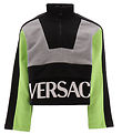Versace Sweatshirt m. Lynls - Grmeleret m. Sort/Neongrn