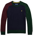 Polo Ralph Lauren Bluse - Uld - Navy m. Mørkegrøn/Bordeaux