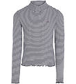 Tommy Hilfiger Bluse - Mock Neck - White/Desert Sky Stripe