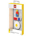 LEGO Stationery Blyantst - 8 Dele - Rd/Bl m. Minifigur