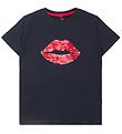 The New T-Shirt - TnLips - Navy Blazer m. Pailletter