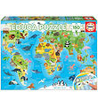Educa Puslespil - World Map Animals - 150 Brikker