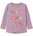 Name It Bluse - NmfVix - Lavender Mist m. Hjerter