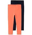 Name It Leggings - Noos - NkfVivian - 2-pak - Coral/Dark Sapphir