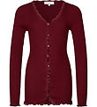 Rosemunde Cardigan - Silke/Bomuld - Cabernet m. Blonder