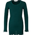 Rosemunde Bluse - Silke/Bomuld - Rib - Dark Teal