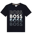 BOSS T-shirt - Navy m. Hvid/Lysebl