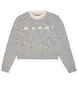 Marni Bluse - Cropped - Uld - Gråmeleret m. Creme