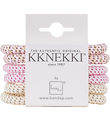 Kknekki Hårelastikker - Slim - 6-pak - Rosa/Creme