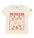 Moncler T-shirt - Cream/Rd m. Broderi