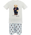 Polo Ralph Lauren Nattj - Hvid/Blstribet m. Bamse