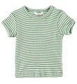 Joha T-shirt - Uld/Silke - Rib - Grn/Hvid