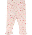 Minymo Leggings - Rib - Pink Dogwood m. Blomster