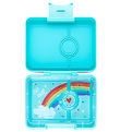 Yumbox Madkasse m. 3 Rum - Bento Snack - Misty Aqua/Rainbow