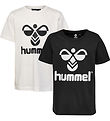 Hummel T-shirt - hmlTres - 2-pak - Caviar/Marshmallow