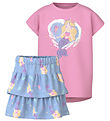 Name It Sæt - Nederdel/T-Shirt - NmfVigea - Bonbon/Chambray Blue