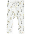 Lil' Atelier Leggings - Rib - NbfGavo - Coconut Milk/Yellow Flow