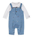 Tommy Hilfiger Sæt - Smækbukser/Bluse - Denim Medium/Hvid