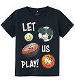 Name It T-Shirt - NmmJostein - Happy - Dark Sapphire m. Bolde