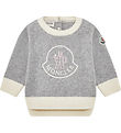 Moncler Bluse - Uld - Gråmeleret/Creme m. Logo