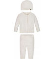 Calvin Klein Sæt - Cardigan/Bukser/Hat - Rib Strik - Ivory