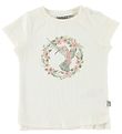 Wheat T-shirt - Flower Bird - Ivory m. Print