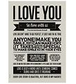 I Love My Type Plakat - A3 -  I Love You - Warm Grey