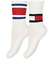 Tommy Hilfiger Strmper - 2-pak - Flag - Hvid m. Rd