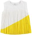 DKNY Top - Plisseret - Hvid/Gul