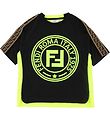 Fendi T-shirt - Sort/Neongul m. Logo