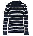 Tommy Hilfiger Bluse m. Rullekrave - Navy/Hvidstribet