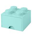 LEGO® Storage Opbevaringsskuffe - 4 Knopper - 25x25x18 - Aquablå