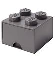 LEGO Storage Opbevaringsskuffe - 4 Knopper - 25x25x18 - Mrkegr