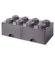 LEGO Storage Opbevaringsskuffe - 8 Knopper - 50x25x18 - Mrkegr