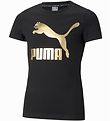 Puma T-shirt - Classics - Sort m. Guldprint