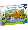 Ravensburger Puslespil - 2x24 Brikker - Dinosaurs at Play