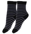 Fuzzies Strømper - 2-Pak - Sort/Gråstribet