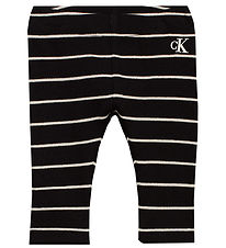 Calvin Klein Leggings - Rib - Sort/Hvidstribet