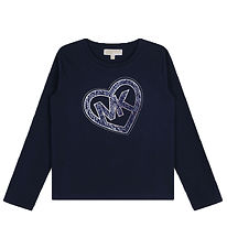 Michael Kors Bluse - Navy/Sølv m. Hjerte