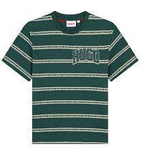 HUGO T-shirt - Green Stone/Beigestribet