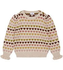 Hust and Claire Bluse - Strik - Pani - Wheat Melange m. Hjerter